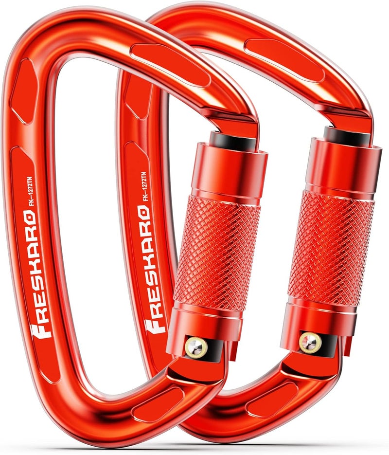 FresKaro 4inches 25kN-5621lbs Climbing Carabiners, UIAA CE Certified, Twist Auto Locking, Made of 7075 Aluminium, Lightweight, Rust Proof, for Mountaineering, Rappelling etc., Multi-Colors - Image 1
